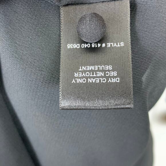 Rebecca Taylor Black Silk Long Sleeve Ruffled Knee Length Dress - Size 2 - Picture 6 of 7